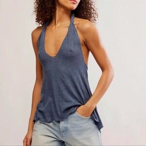 Free People Navy Halter Top